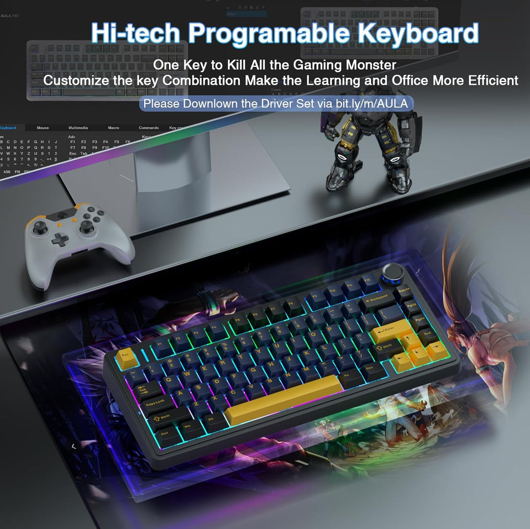 AULA F75 75% Teclado mecánico inalámbrico, teclado intercambiable e...