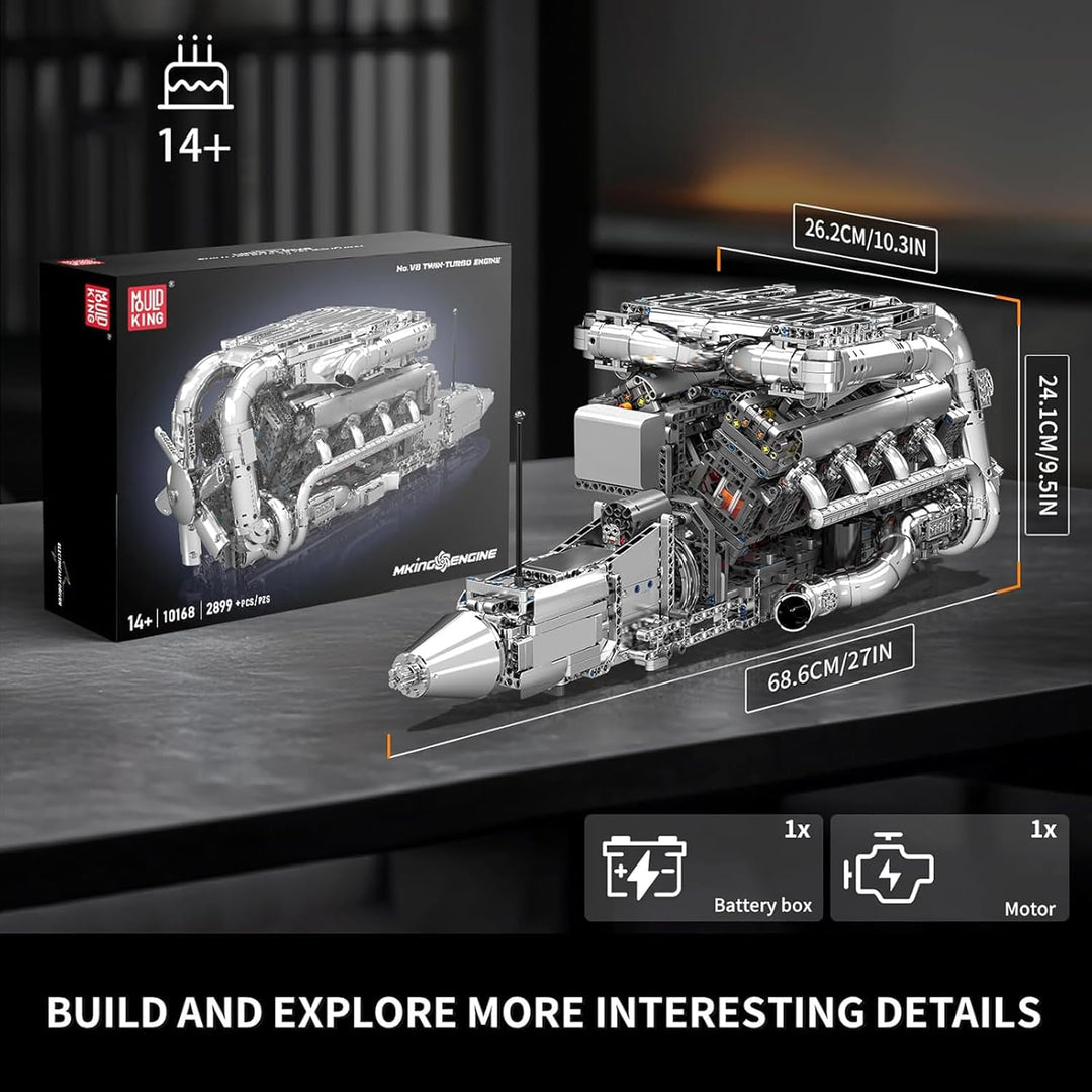 Mould King V8 Kit de modelo de motor doble turbo que
