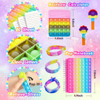 Mochila Pop Fidget para niñas, bolsas de reventar y cuaderno pop it y estuche de lápices de unicornio para niños, suministros escolares para aliviar el estrés, gran regalo de cumpleaños para niños