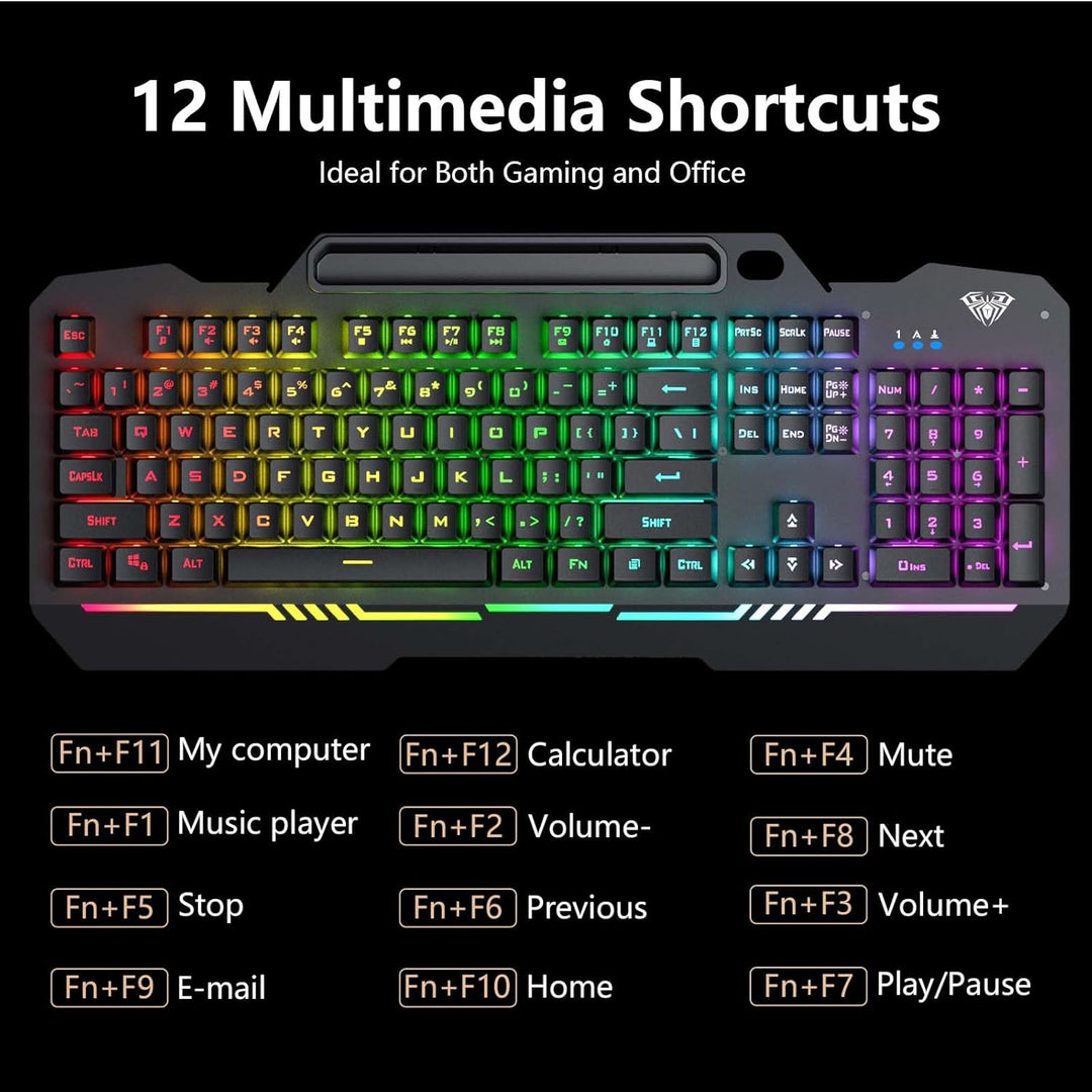 AULA Teclado para juegos, T102 104 teclas Combo de teclado y mouse...