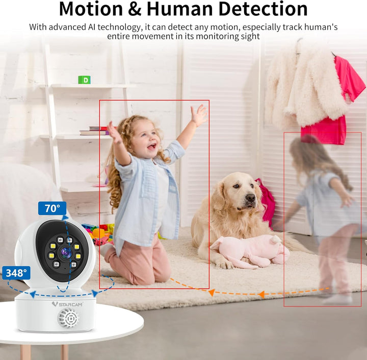 VSTARCAM Cámara de seguridad para interiores 2K con detección de hu...