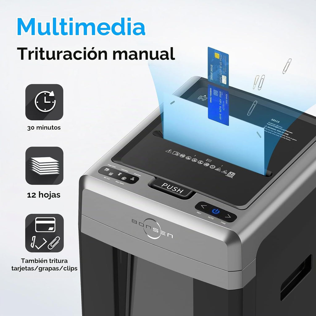 BONSEN Trituradora de papel resistente de micro corte de alimentación