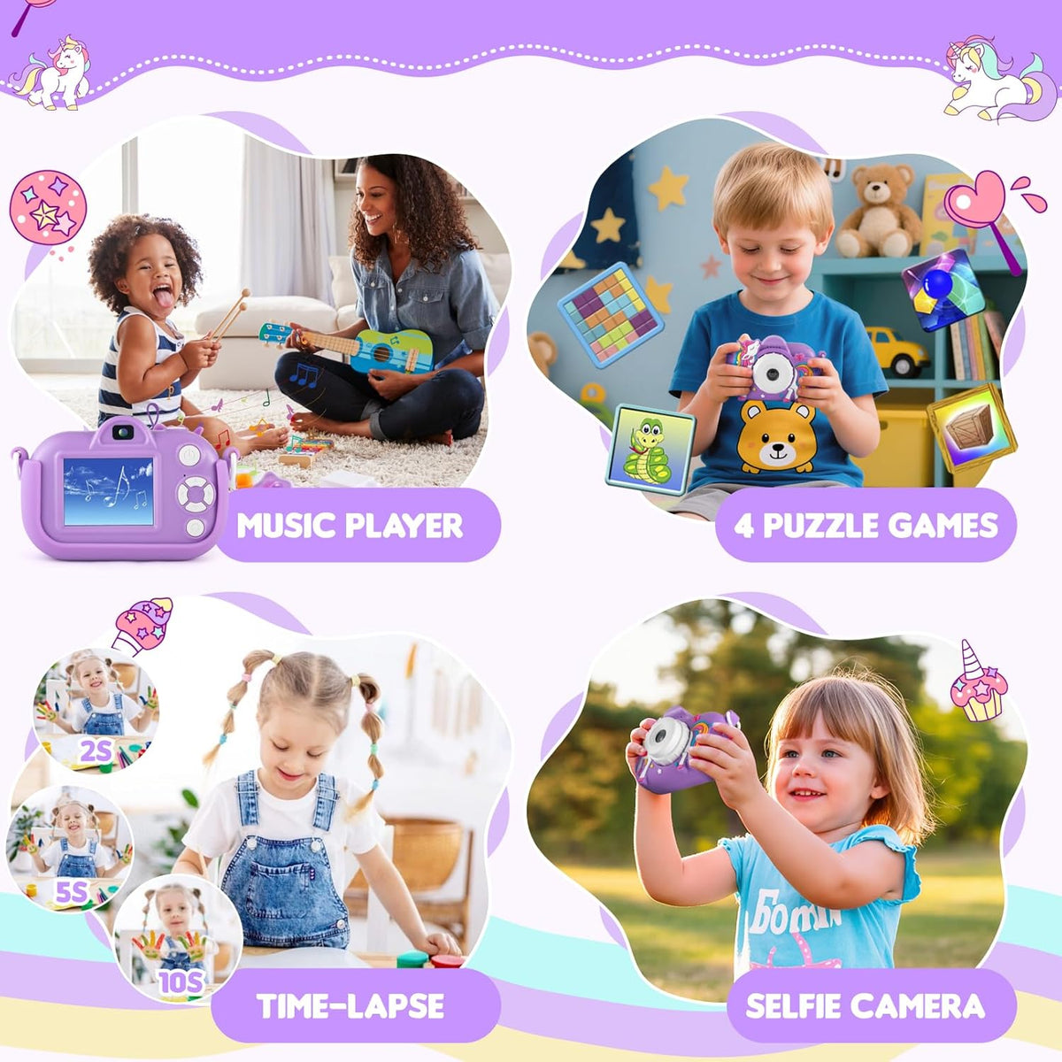 Cámara para Niños Juguetes para Niñas de 3 4 5 6 7 8 Años, Cámara S...