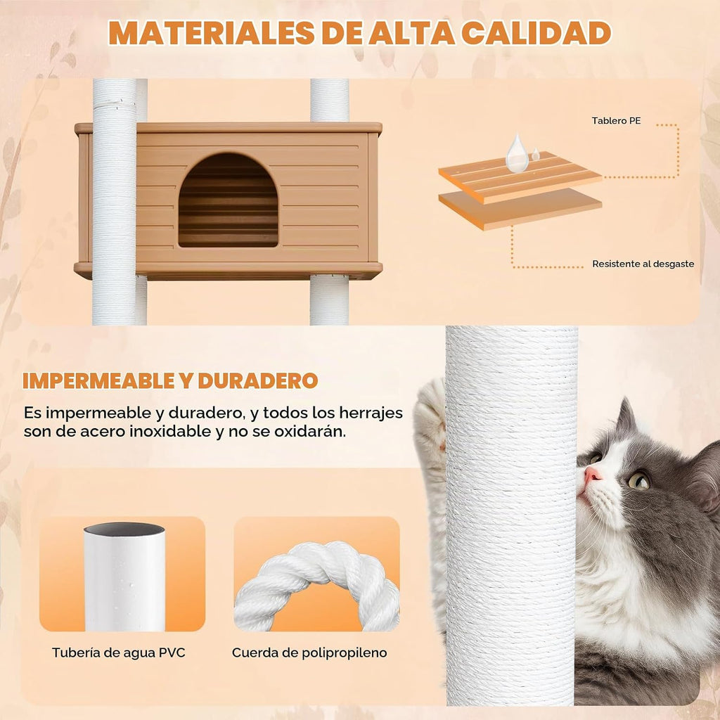 Torre de árbol para gatos resistente a la intemperie de 74.8 pulgadas con