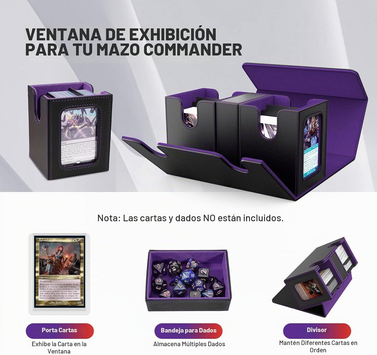 TiMOVO Caja de Deck MTG Commander para YuGiOh TCG CCG Magic Cards, negra+púrpura