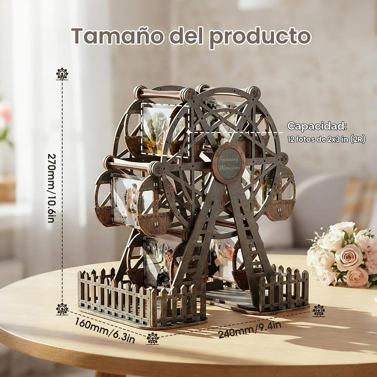 Rompecabezas de madera 3D DIY Ferris Wheel Kit modelo mecánico