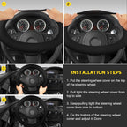 Funda para volante de gamuza con anillo interior de silicona mejorado, anticalor, transpirable, antideslizante, de cuero universal de 14.5 a 15 pulgadas (negro, sólido)