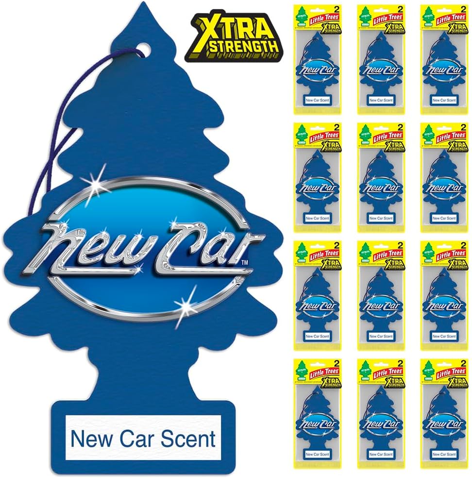 LITTLE TREES Ambientador de coche | Xtra Strength proporciona un aroma de larga duración para el automóvil o el hogar | Impulso extra de fragancia | Aroma de coche nuevo, 24 ambientadores