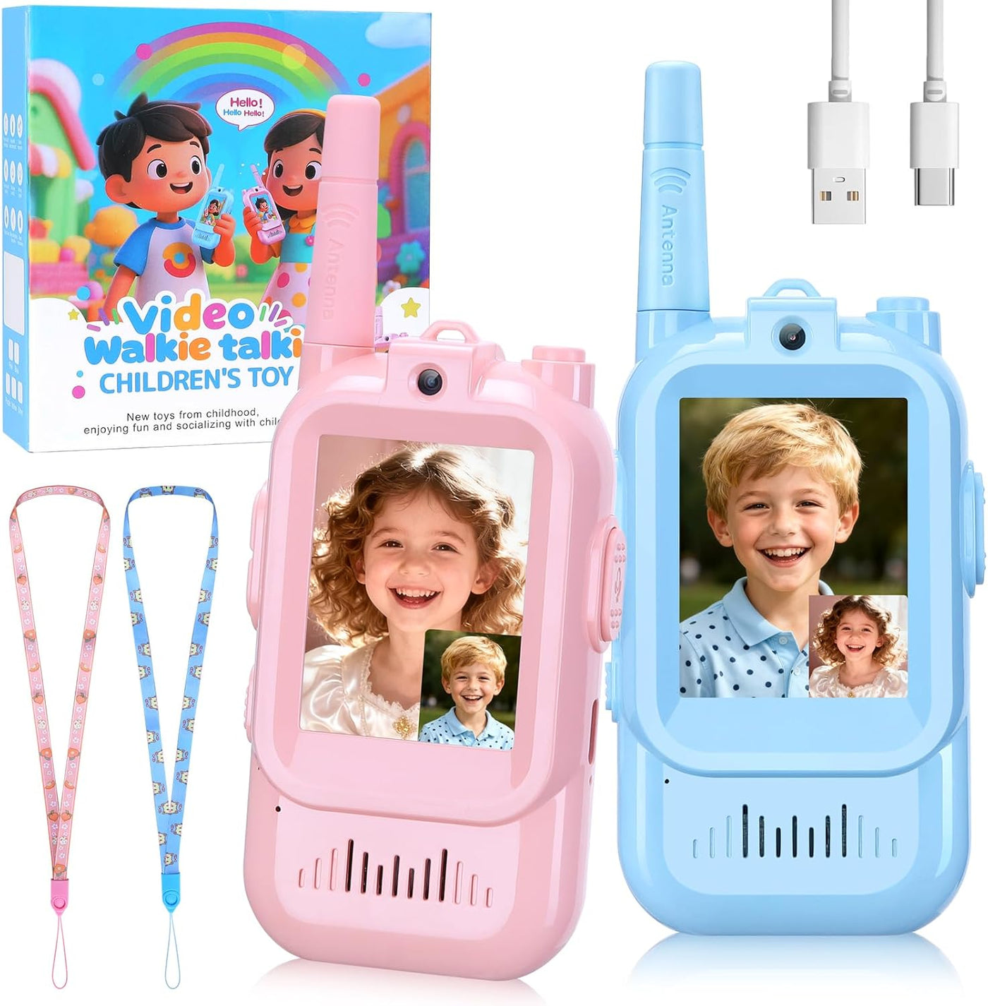 Walkie Talkies de video para niños paquete de 2 walkie