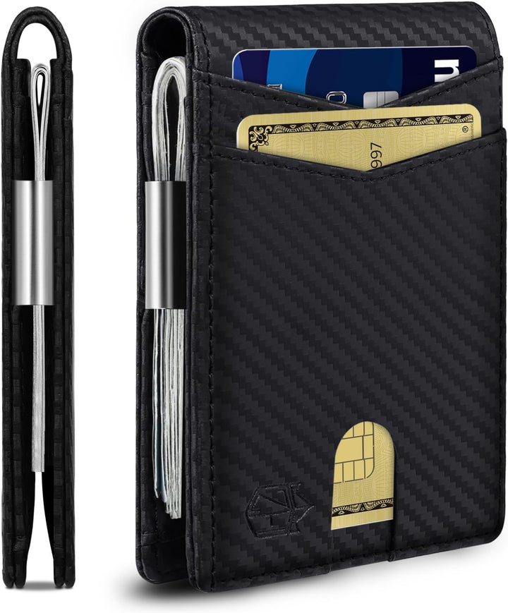 Zitahli Cartera de cuero genuino para hombre, 12 tarjetas, delgada,...