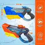 Paquete de 6 pistolas de agua para niños de largo alcance, 20.3 fl oz, colorido súper Blaster remojo con tanque de agua visible transparente, piscina, verano, playa, juguetes de lucha al aire