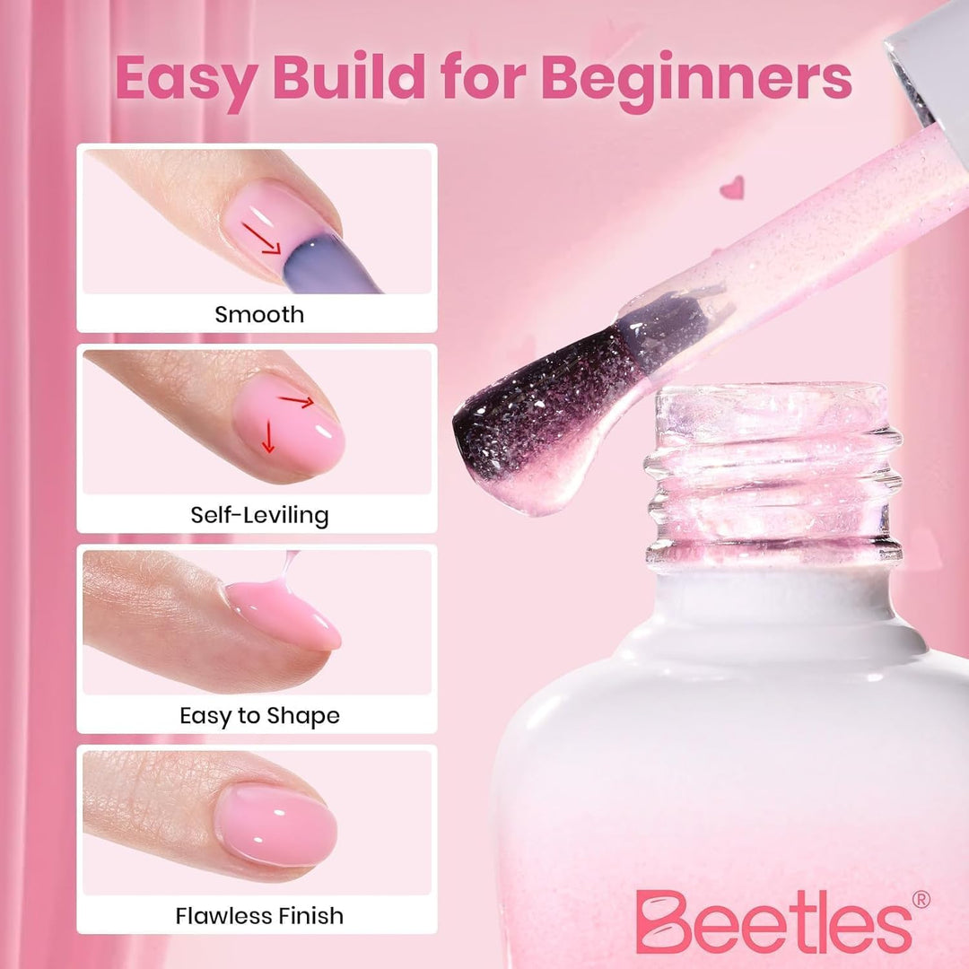Beetles Builder - Kit de uñas de gel con mini lámpara UV, esmalte d...