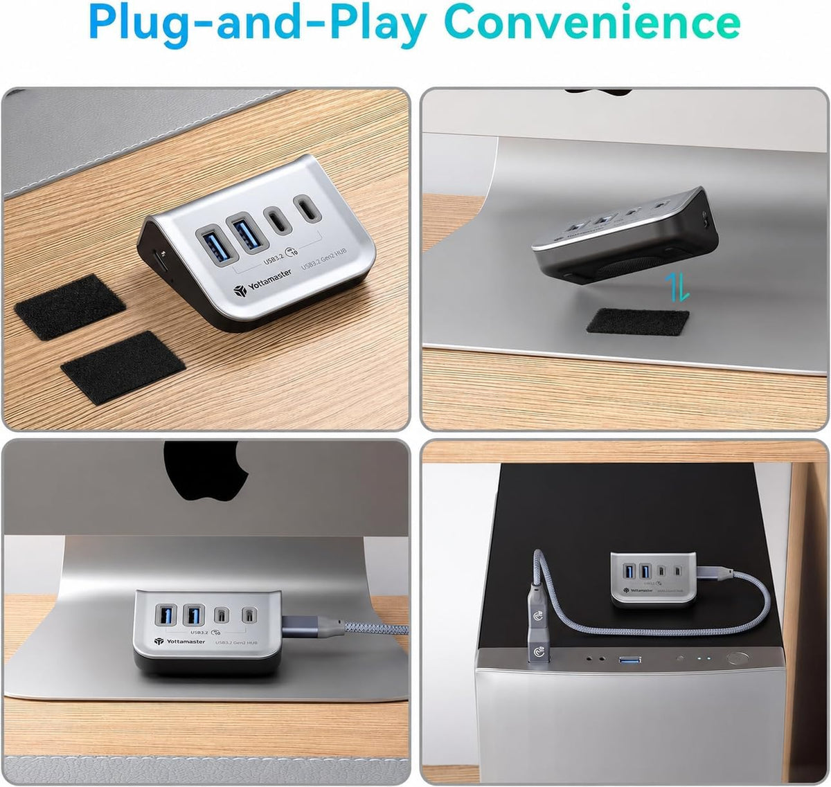 Yottamaster - Hub USB C 4 en 1, divisor de escritorio USB 3.2 Gen 2 de 10