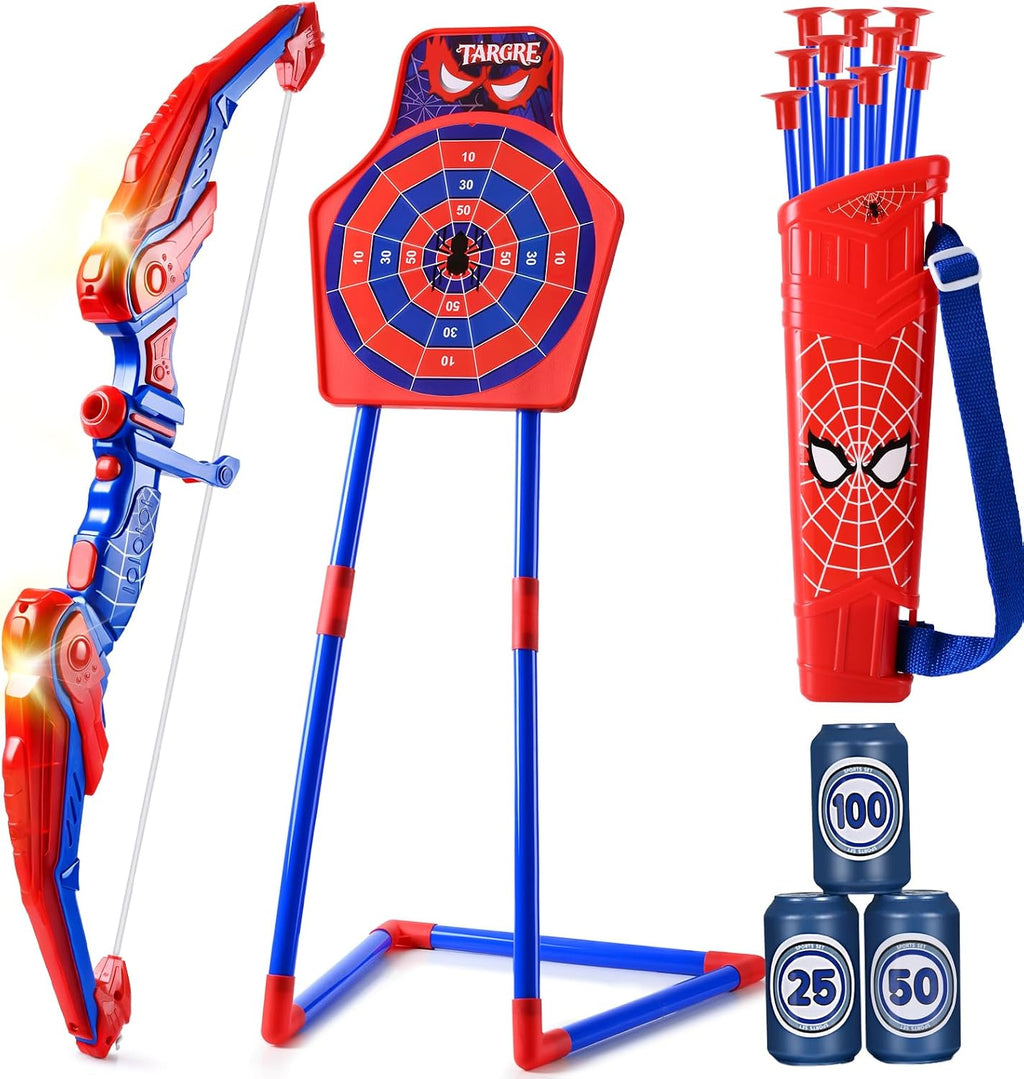 Arco y flecha para niños de 8 a 12 años con luz LED, regalos deportivos