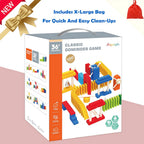 Migargle Juego de dominó de madera de 1200 piezas con 11 bloques de dominó adicionales y bolsa de almacenamiento, juego de carreras de dominó a granel para niños, juguete educativo con temática de dominó