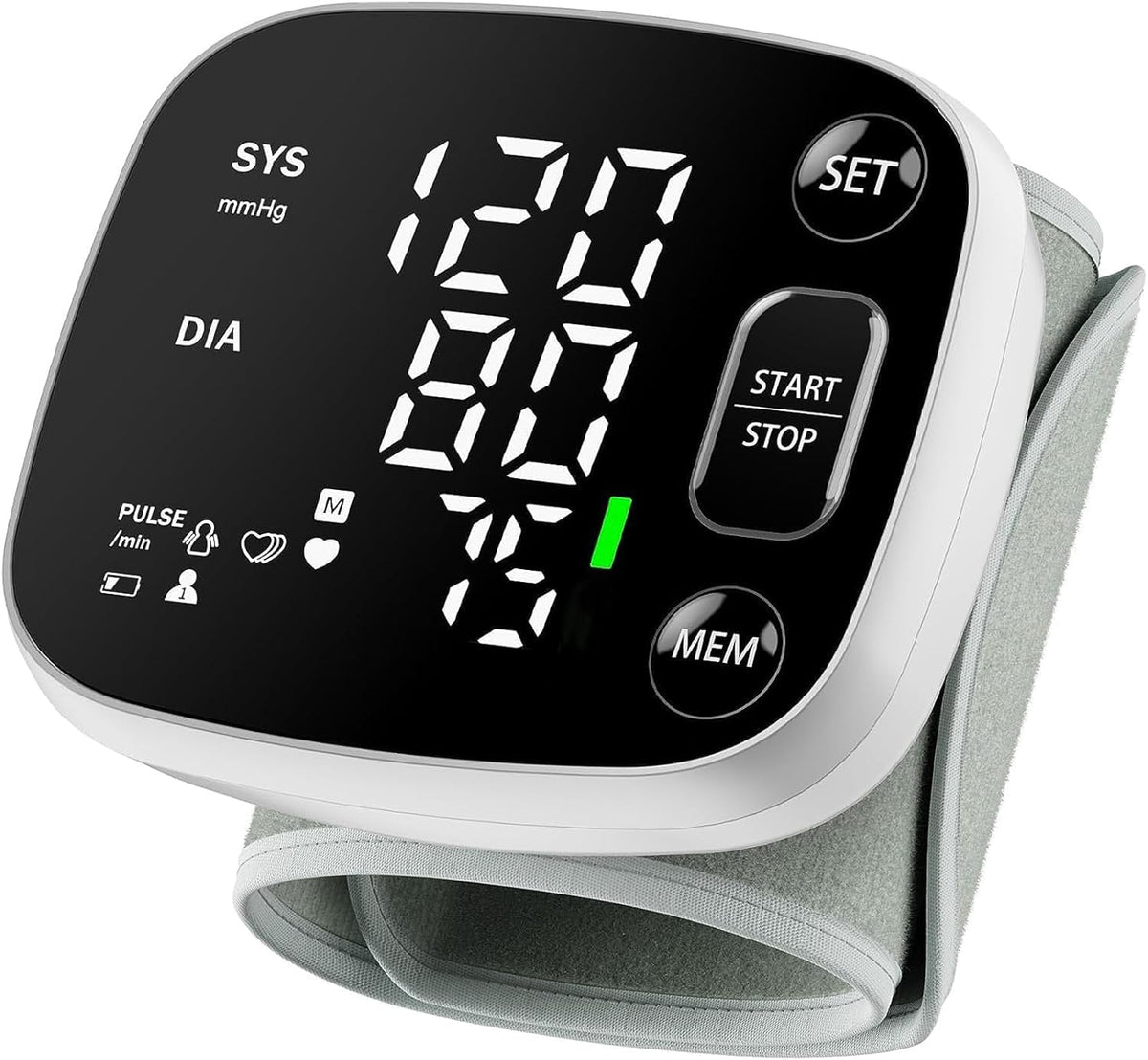 Oklar Monitor de presión arterial de muñeca, máquina recargable de BP