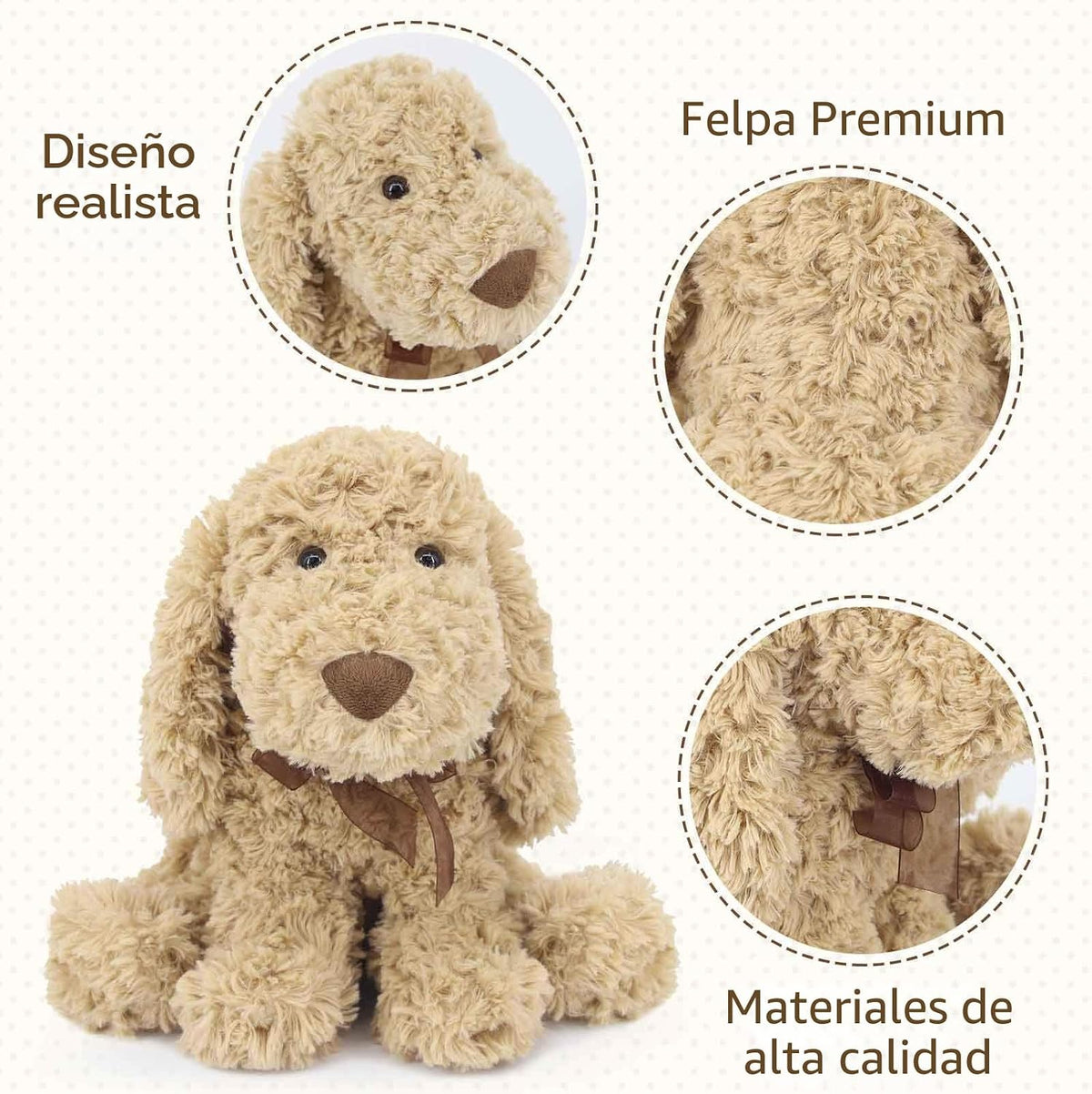 WEIGEDU Poodle Puppy Goldendoodle - Animal de peluche, dorado, 11.8