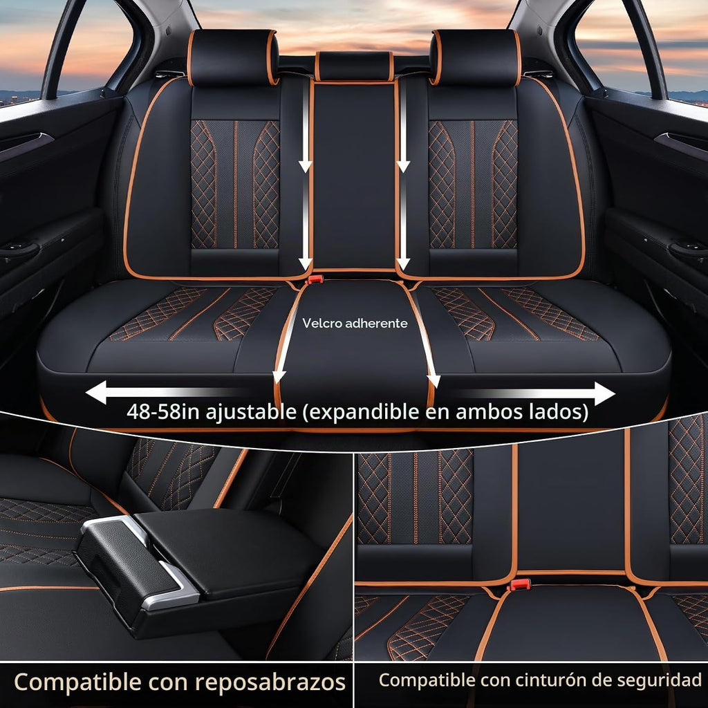 Juego completo de fundas de asiento de coche de cuero, fundas automotrices impermeables, protectores de asiento de coche para 5 asientos, almohadillas de asiento delanteras y traseras de