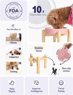 LE TAUCI Cuencos de cerámica para perros de alimentación lenta, elevados para razas pequeñas, anti-engullimiento, antideslizantes, 6 pulgadas, rosa