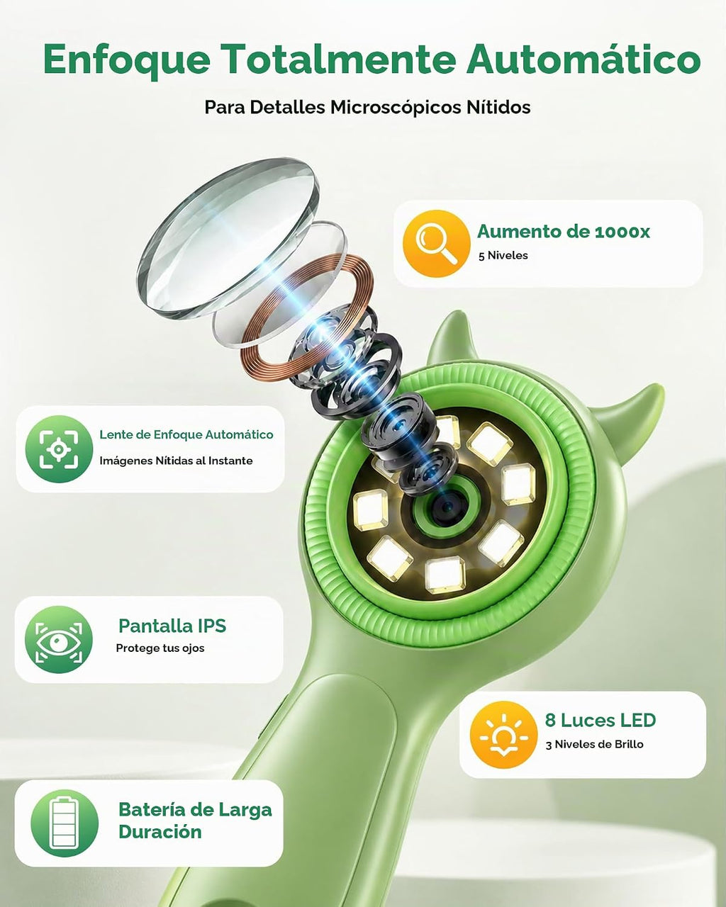 Microscopio de bolsillo digital de mano para niños, regalos de microscopio