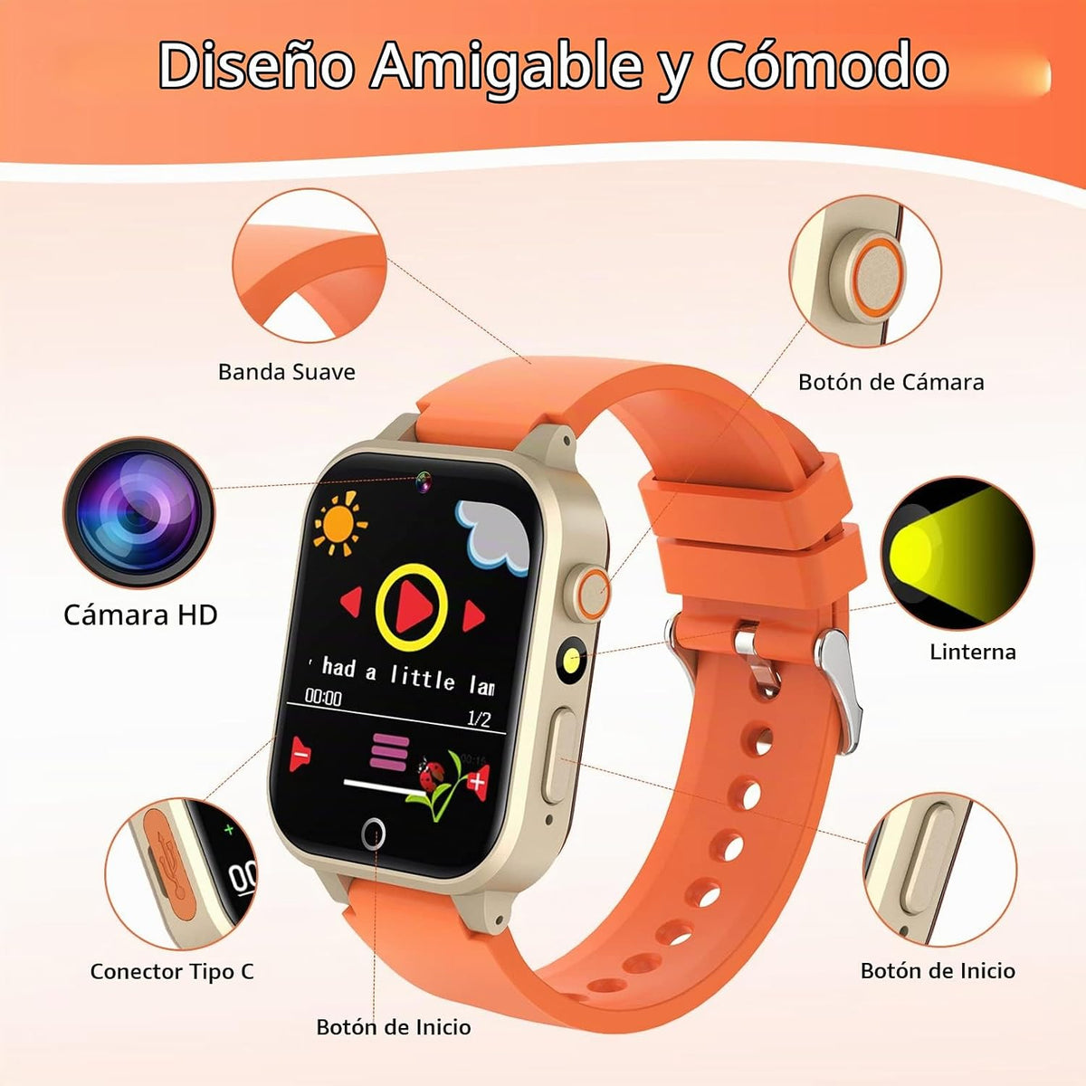 Reloj inteligente Cosjoype para niñas de 3 a 12 años, 26 juegos, pantalla táctil HD, relojes inteligentes para niños con cámara de video, reproductor de música, tarjetas educativas, 12/24 horas