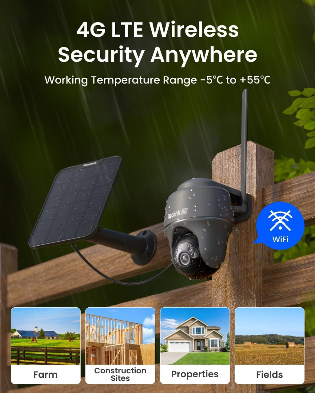 REOLINK Cámaras de seguridad solares 4K al aire libre, cámara celular 4G