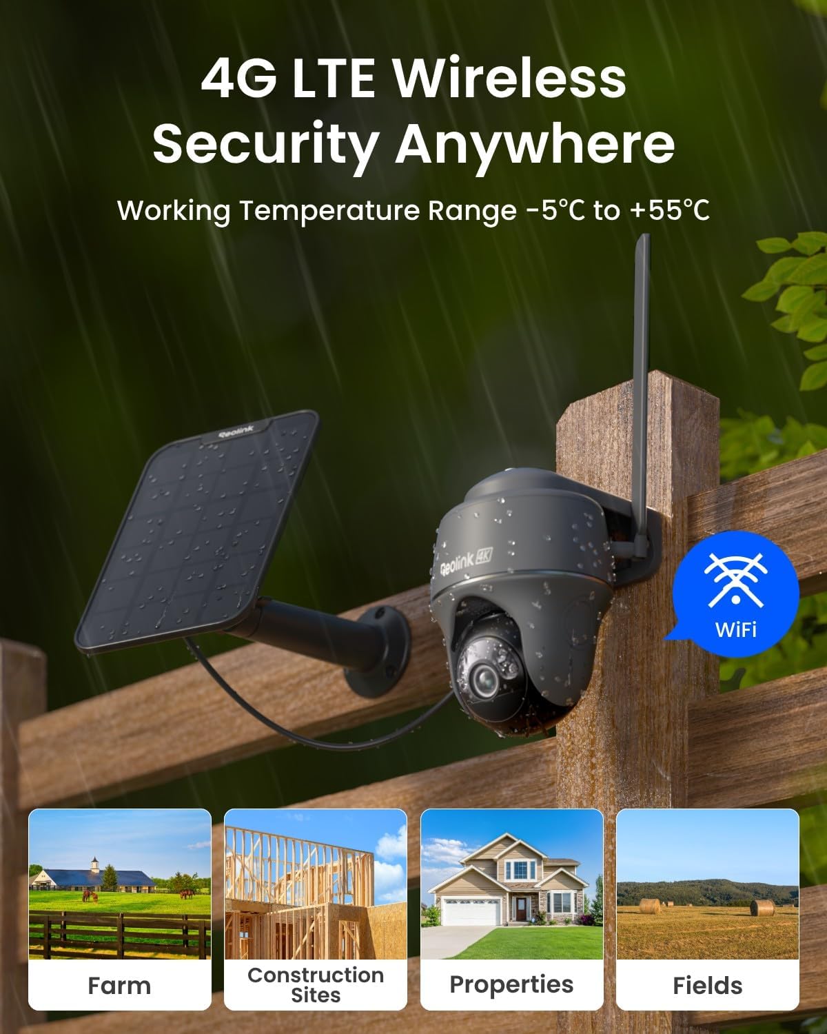 REOLINK Cámaras de seguridad solares 4K al aire libre, cámara celular 4G