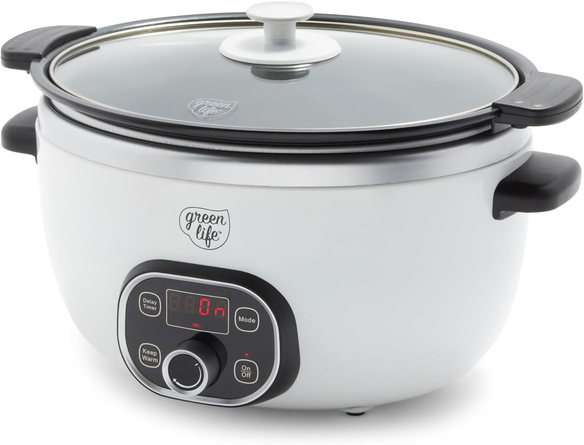 GreenLife 6QT - Olla de cocción lenta antiadherente de cerámica