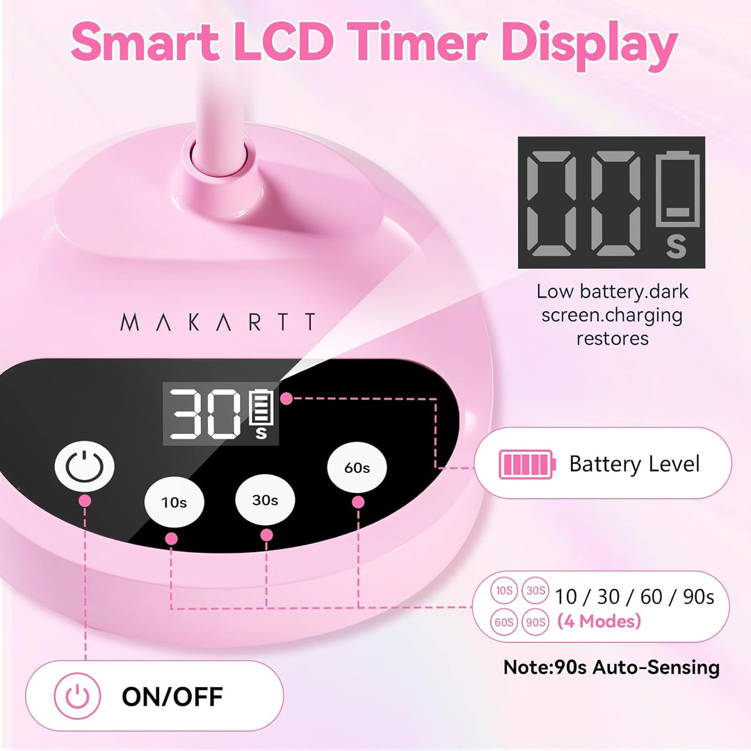 Makartt Lámpara de uñas UV, luz LED de cuello de cisne con sensor a...