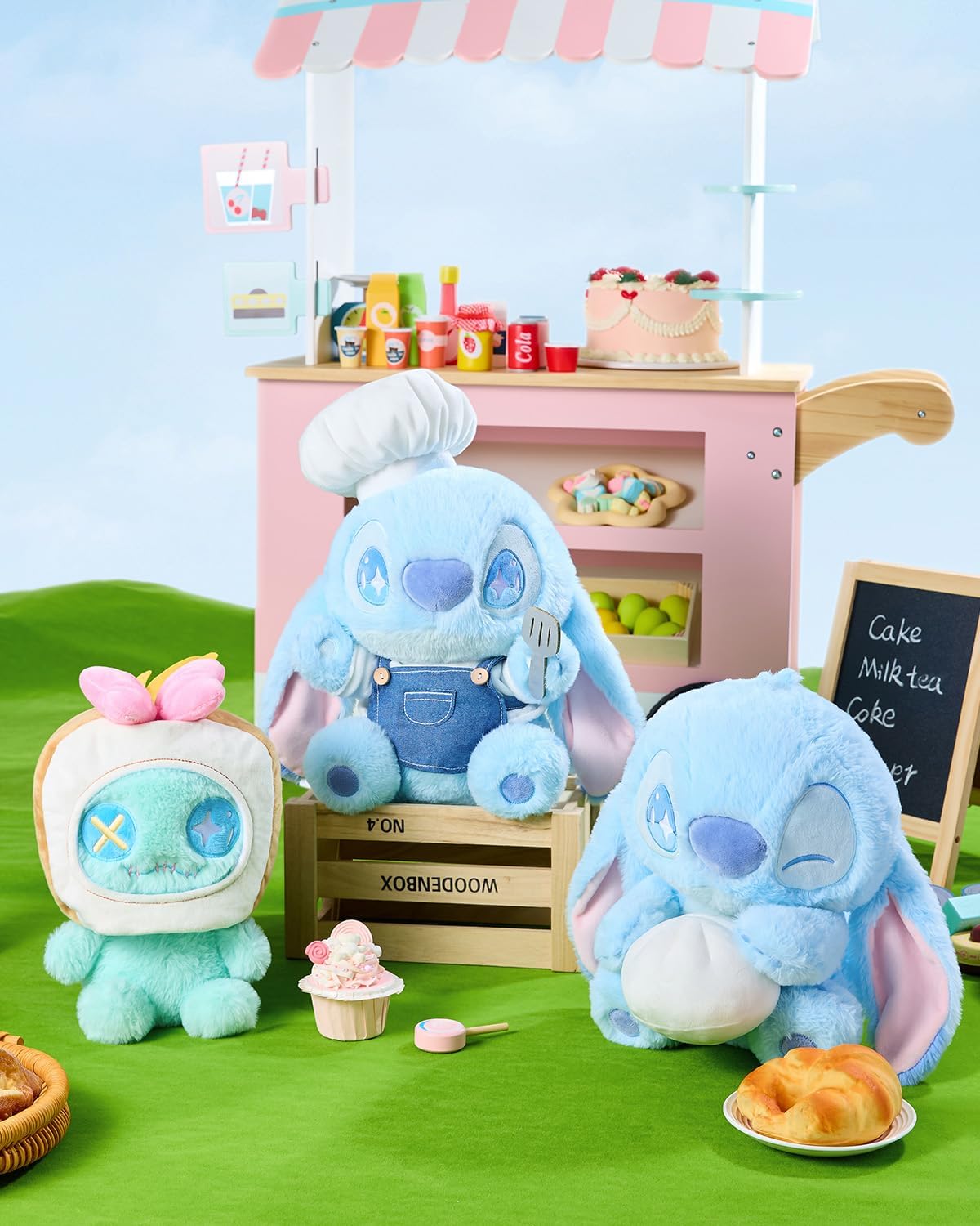 Disney Lilo and Stitch - Colección de la serie de comida de peluche, 11.5 pulgadas, figura de animal de peluche de bola de masa sentada de alta calidad para fanáticos de Disney (punto de bola de masa