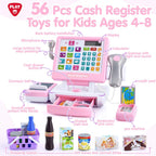 PLAY Caja registradora de juguete para niños - Juguetes de simulación de calculadora con micrófono/transportadores/dinero de juguete/escaner/tarjeta de crédito/latas/bebida, 3+ años. Juguetes