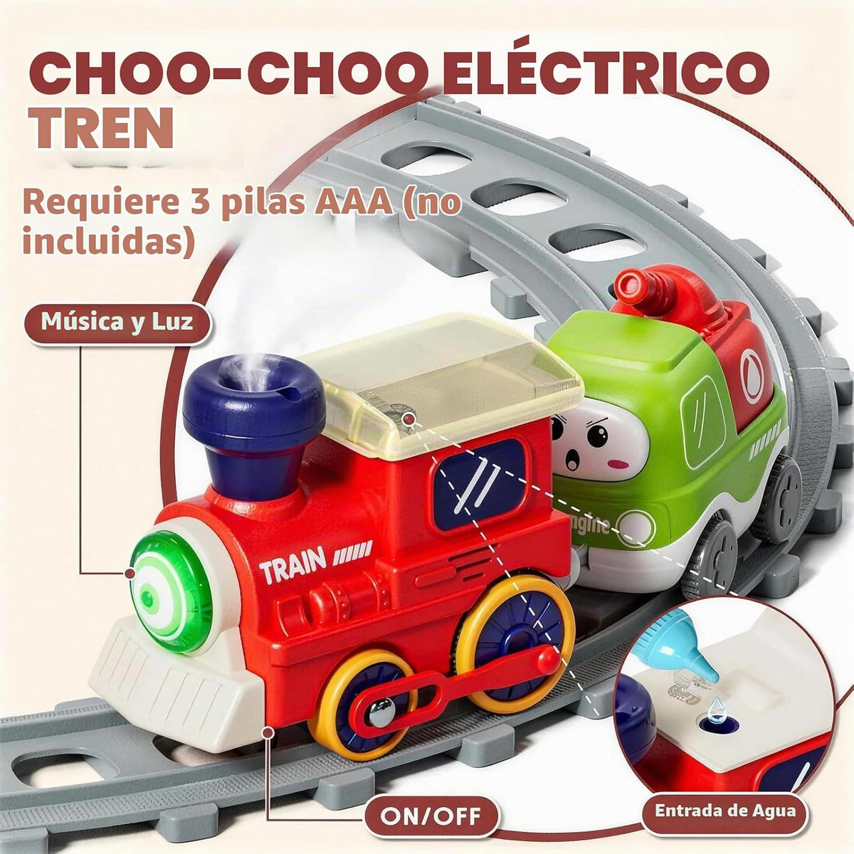 Dimoarch Juego de tren eléctrico para niños pequeños de 1, 2, 3, 4 años