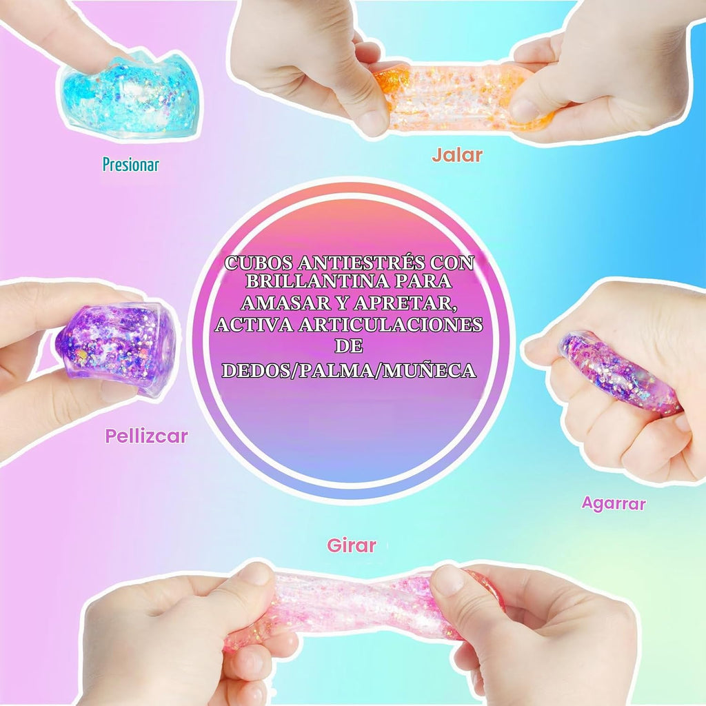 Pack de 24 Cubos 3D de pressión lenta Squishy, Cubos de estrés para adultos