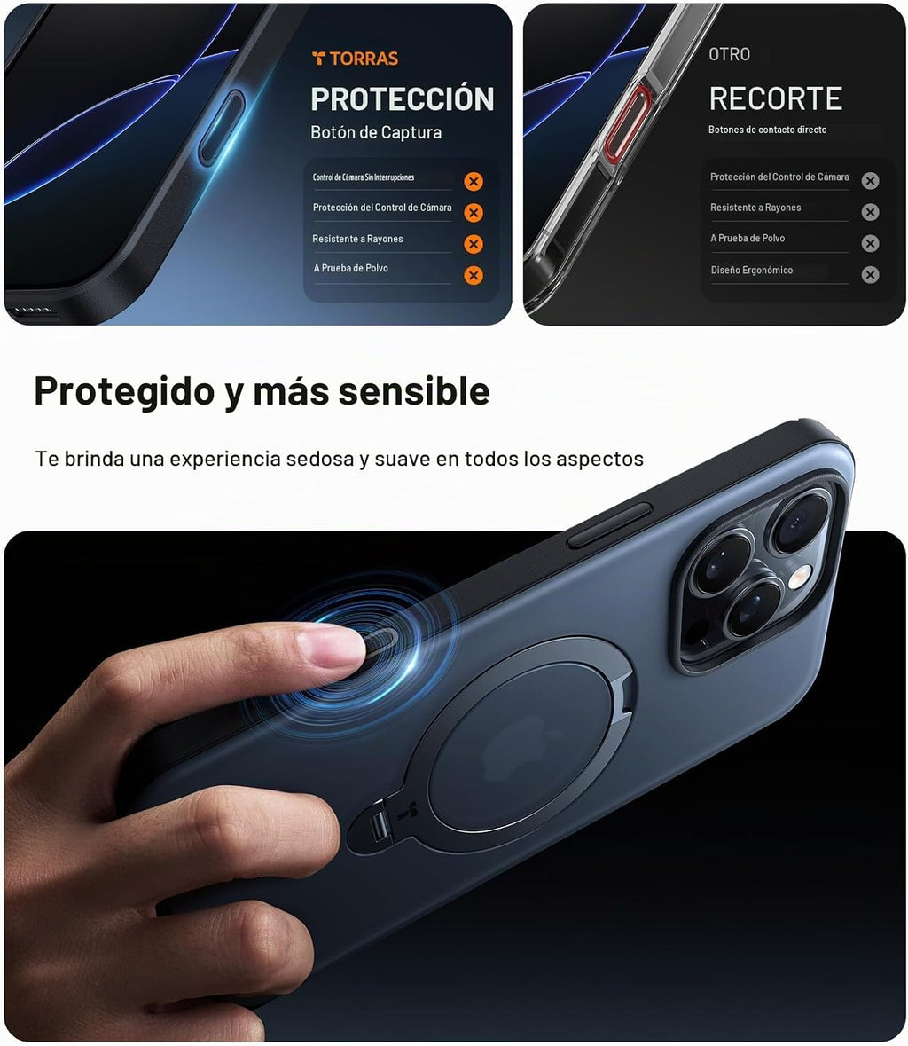 TORRAS Q3 Spin - Funda para iPhone 16 Pro, soporte magnético 360, color