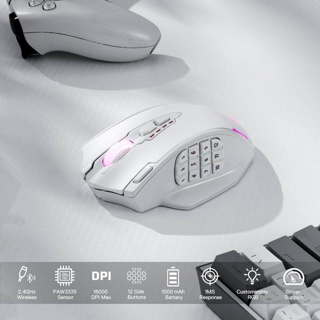 Redragon M913 Impact Elite ratón inalámbrico para juegos, ratón RGB...