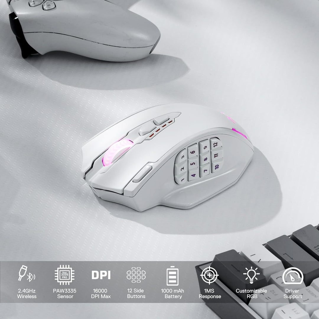 Redragon M913 Impact Elite ratón inalámbrico para juegos, ratón RGB...