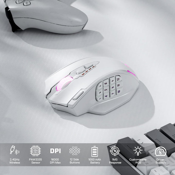 Redragon M913 Impact Elite ratón inalámbrico para juegos, ratón RGB...