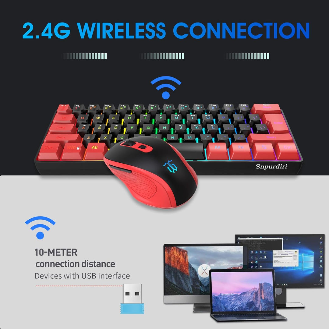 Snpurdiri Combo de teclado y ratón inalámbricos para juegos de 2.4G...