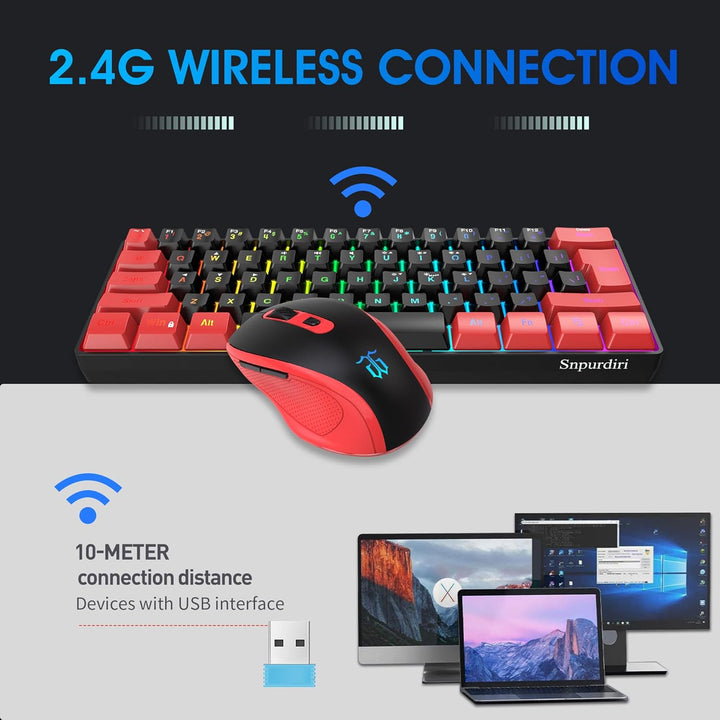 Snpurdiri Combo de teclado y ratón inalámbricos para juegos de 2.4G...