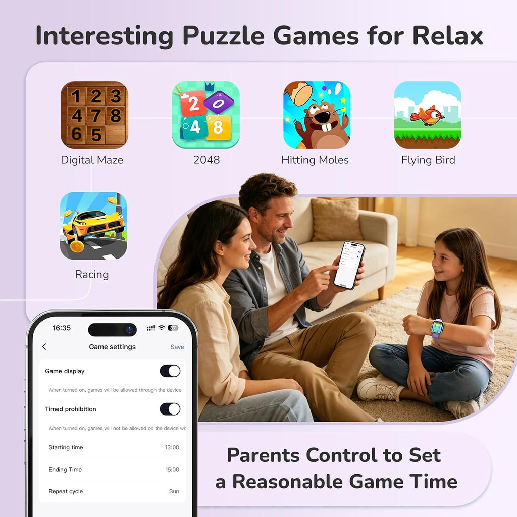 ENOMIR Reloj inteligente para niños, monitor de salud, juegos de