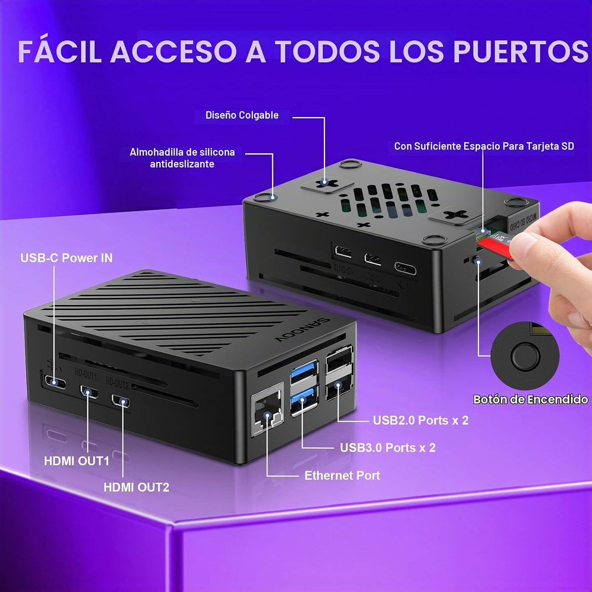 Kit Básico SANOOV para Raspberry Pi 5 4GB RAM con Enfriador Activo,...
