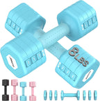 JOROTO Set de Mancuernas Ajustables 5 en 1, Par Ajustable 8LB/11LB para Mujeres en Casa, Bloqueo Dual 1s-Adjust Estable con Mango Suave TPE, Gimnasio en Casa, Rehabilitación, Pilates, Yoga, Entrenamiento de Fuerza