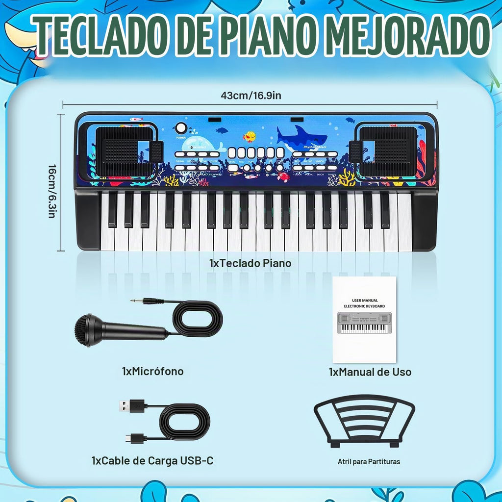 37 Teclas Actualizadas Teclado De Piano Para Niños Con Soporte De Música De