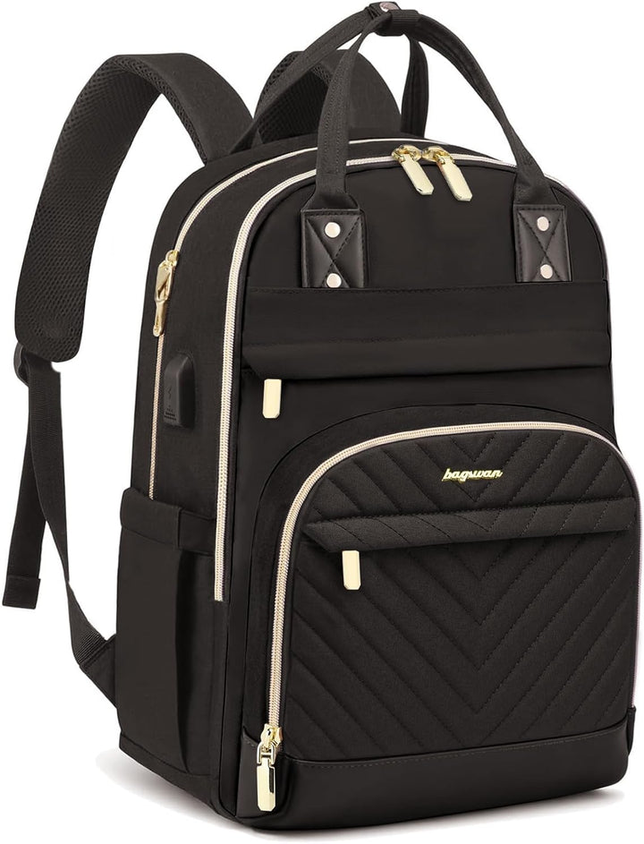bagswan Mochila para laptop para mujer, 21-negro, 18 pulg., Mochila...