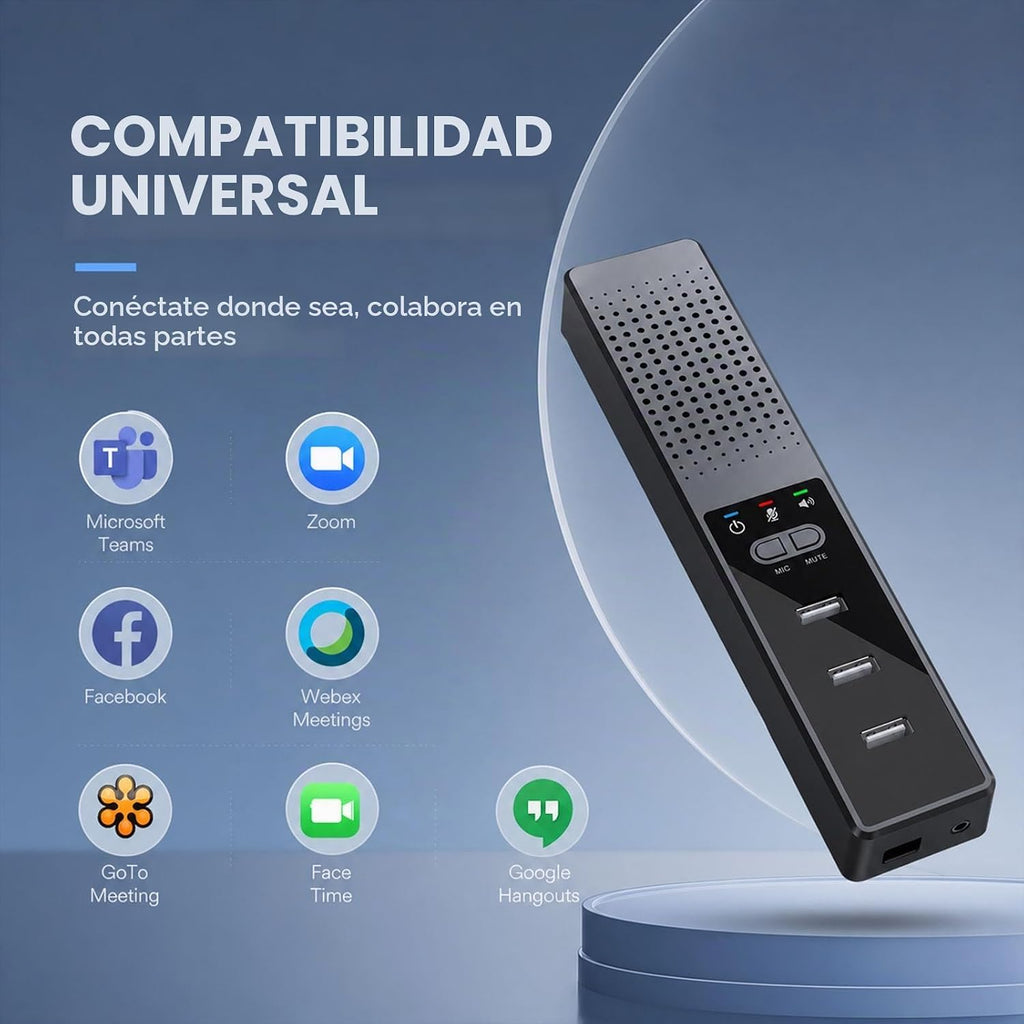 Altavoz de conferencia para PC y portátil, altavoz Bluetooth con reducción de ruido AI, captación de voz de 360°, USB-C Plug and Play, compatible con Zoom, Microsoft Teams, Skype y Webex