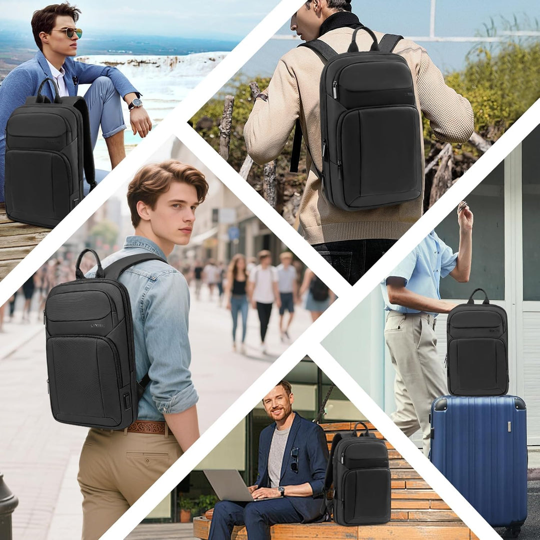 Lixiin Mochila para laptop para hombre, mochila de viaje expandible...