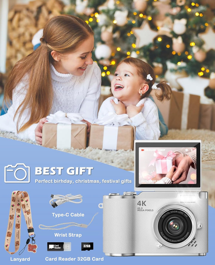 HEYMAO Cámara digital para niños, cámara digital 4K para fotografía...