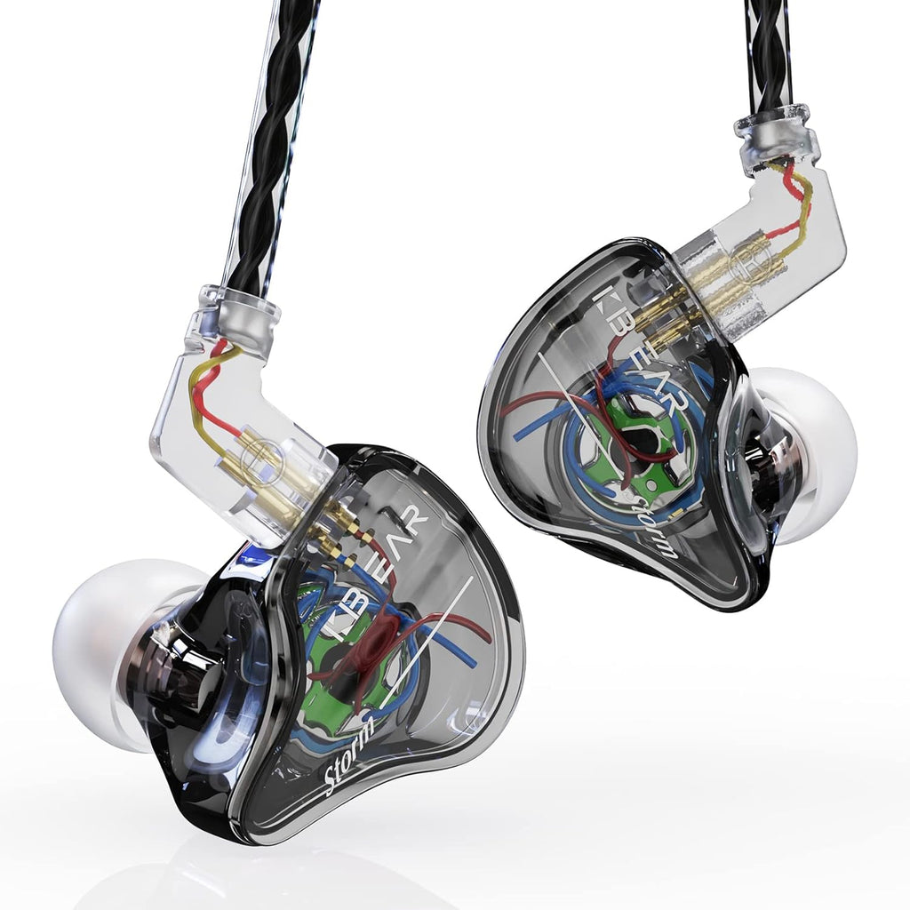 YINYOO KBEAR Storm Auriculares Intrauriculares Profesionales, Negro Storm, Sin micrófono