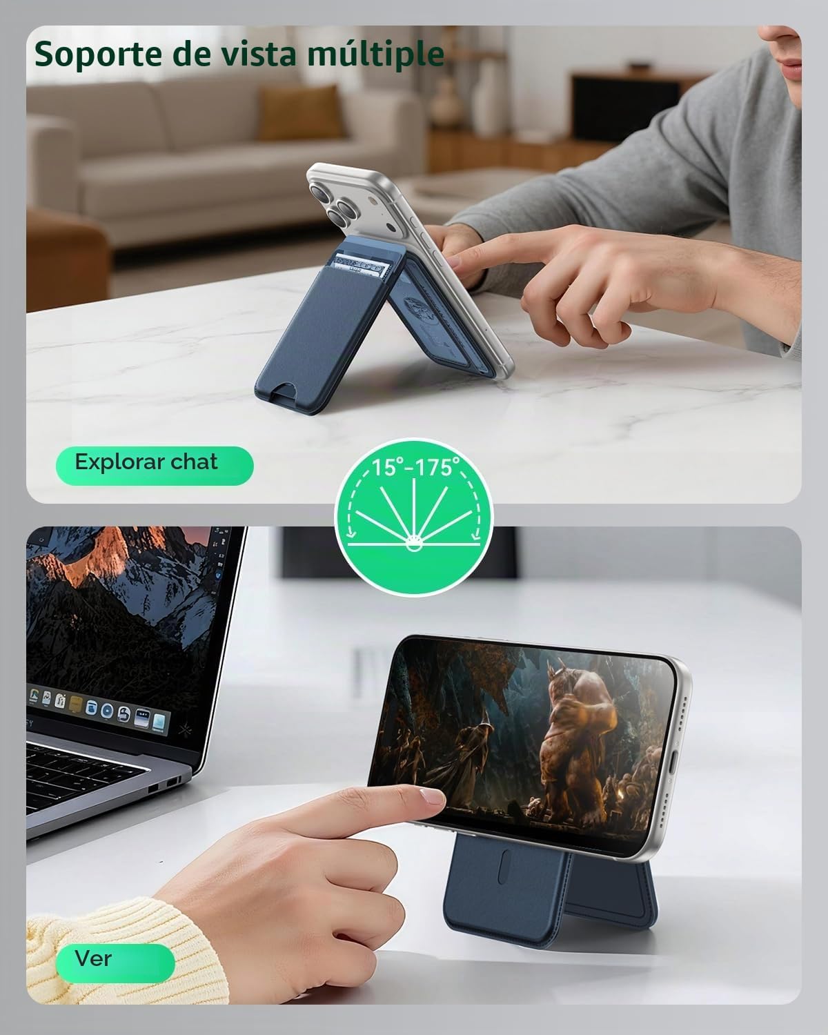 TWZKG para MagSafe Wallet, funciona con Apple Find My, 5 tarjetero con