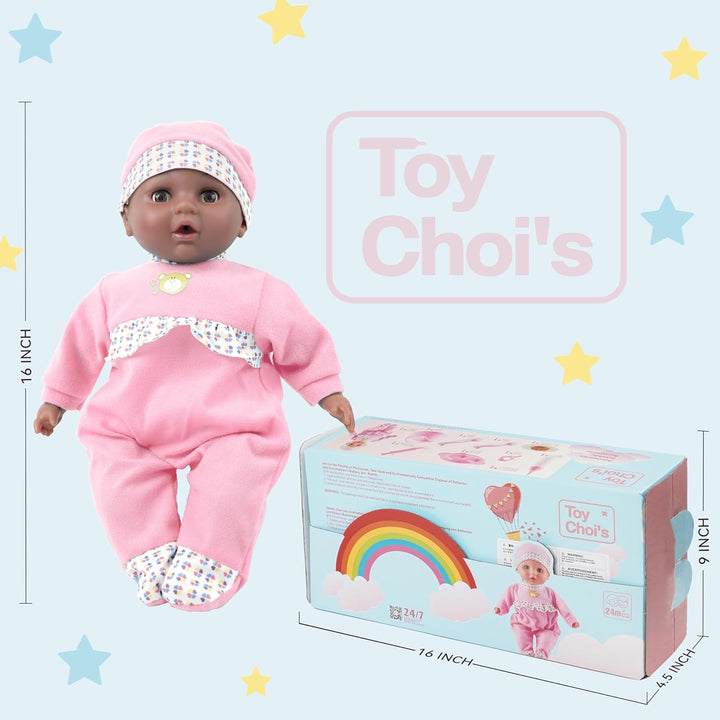Toy Choi's Muñeca de bebé interactiva rosa de 16 pulgadas que l...